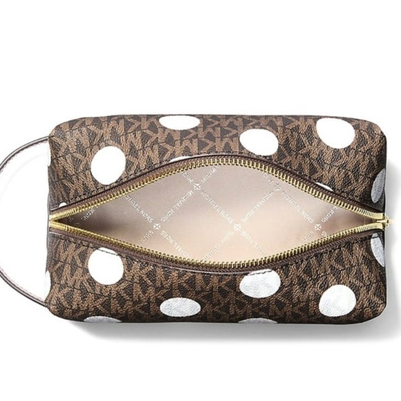 Michael Kors Brown and White Polka Dot Wristlet - Picture 2 of 6